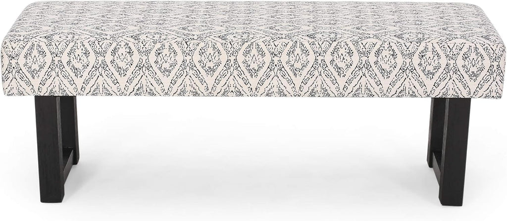 Cassie Boho Fabric Bench, Black Print