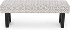 Cassie Boho Fabric Bench, Black Print