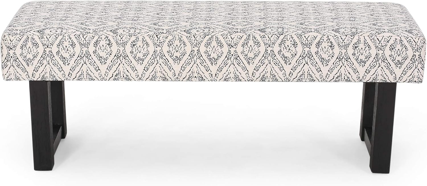 Cassie Boho Fabric Bench, Black Print