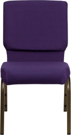 EMMA + OLIVER Stacking Auditorium Chair with 19" Seat - Royal Purple Fabric/Gold Vein Frame