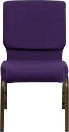 EMMA + OLIVER 18.5" W Stack Church Chair, Royal Purple Fabric/Gold Vein Frame