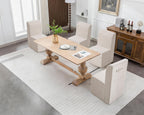 Upholstered Dining Chairs Set of 4, Modern Linen Fabric Dining Room Chairs with Mid Backrest and Padded Seat Cushion, Accent Armless Kitchen Side Chairs for Dining Room, Living Room, Reading Room