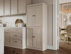 Palace Imports Solid Wood Kitchen Pantry Cabinet - 71.5" Tall x 32" Wide - Wooden Storage Cabinet with 4 Shaker Doors & 4 Adjustable Shelves, Beige, 100% Renewable Eco-Friendly Wood, Made in Brazil