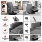 Amopatio Nursery Rocking Recliner, 360° Swivel Glider Chair with Adjustable Backrest, 20° Rocking Nursing Chair, High-Density Cushion Lounge Chair for Nursery Living Room Reading Rest(300 LBS)