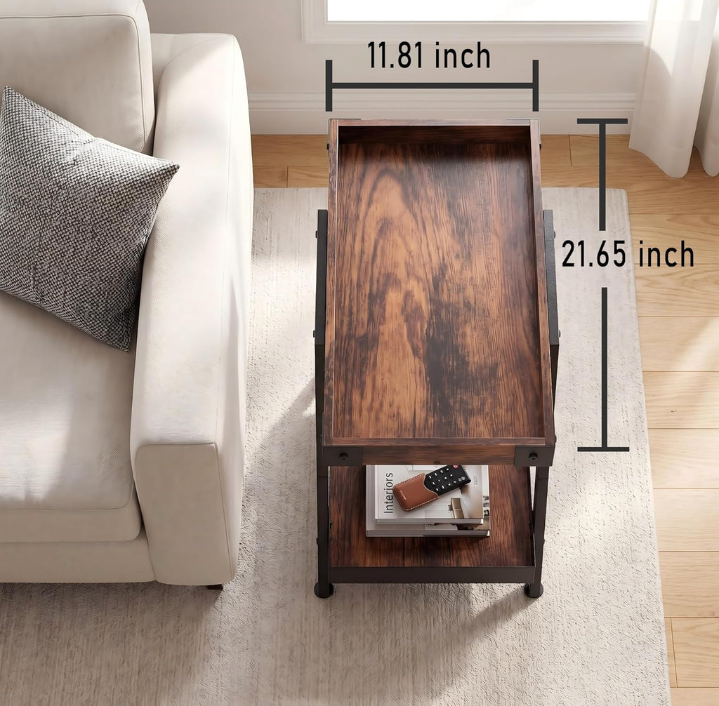 IPARTS EXPERT Farmhouse Side Table | 2-Tier Industrial A-Frame Bedroom Nightstand, Heavy Duty Load to 150 LBS Idea for Living Room, Bedroom, Entryways, Home Offices - Easy Assembly
