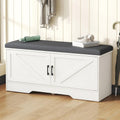 Shoe Bench, 39" Wide Bench with Storage with Padded Seat Cushion, Spacious Shoe Storage Benches with 2 Doors & Adjustable Shelf for Entryway, Bedroom, Living Room, White