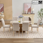 adochr Linen Fabric Dining Chairs Set of 2, Upholstered Dining Room Chair with Wooden Legs, Armless Parsons Chairs for Kitchen/Dining Room/Living Room, Beige