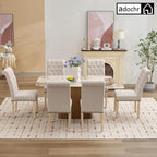 adochr Linen Fabric Dining Chairs Set of 2, Upholstered Dining Room Chair with Wooden Legs, Armless Parsons Chairs for Kitchen/Dining Room/Living Room, Beige