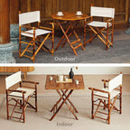 Set of 2 Bamboo Folding Directors Chairs, Detachable Portable Dining Lawn Chairs for Indoor Outdoor, Camping, Picnic, Beach & Sports Events