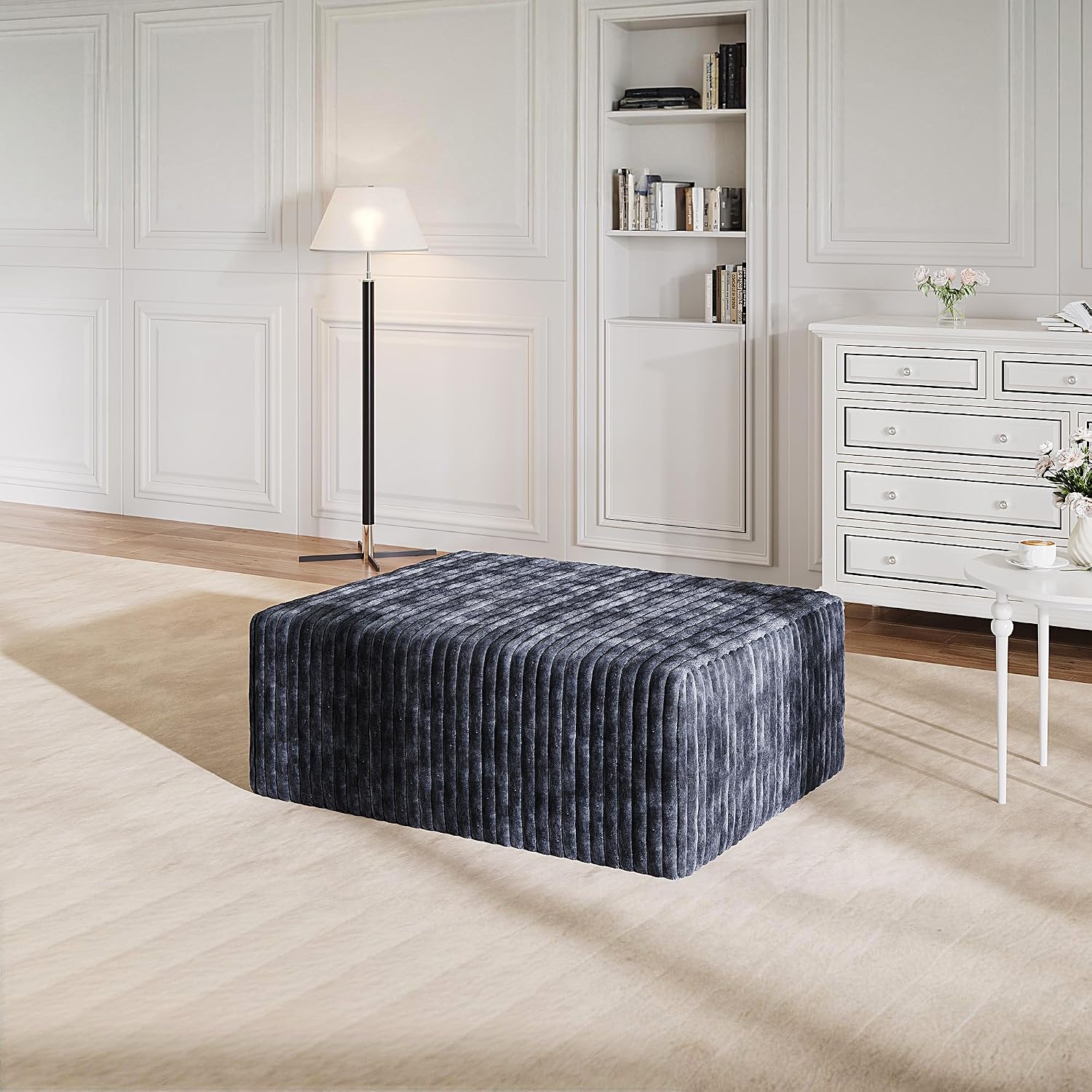 40" L Shape Sectional Sofa Ottoman, Memory Foam Cloud Couchottoman, No Assembly Required, Oversized Chaise Modular Ottoman Couches for Living Room, Office, Apartment - Left/Right, Gray