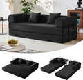 79" 5-in-1 Convertible Sofa Bed No Assembly, Boneless Couch Bed with High Density Foam, Foldable Sleeper Sofa, Corduroy Modular Couch for Apartment, Studio, Dorm Room, Small Space, Black