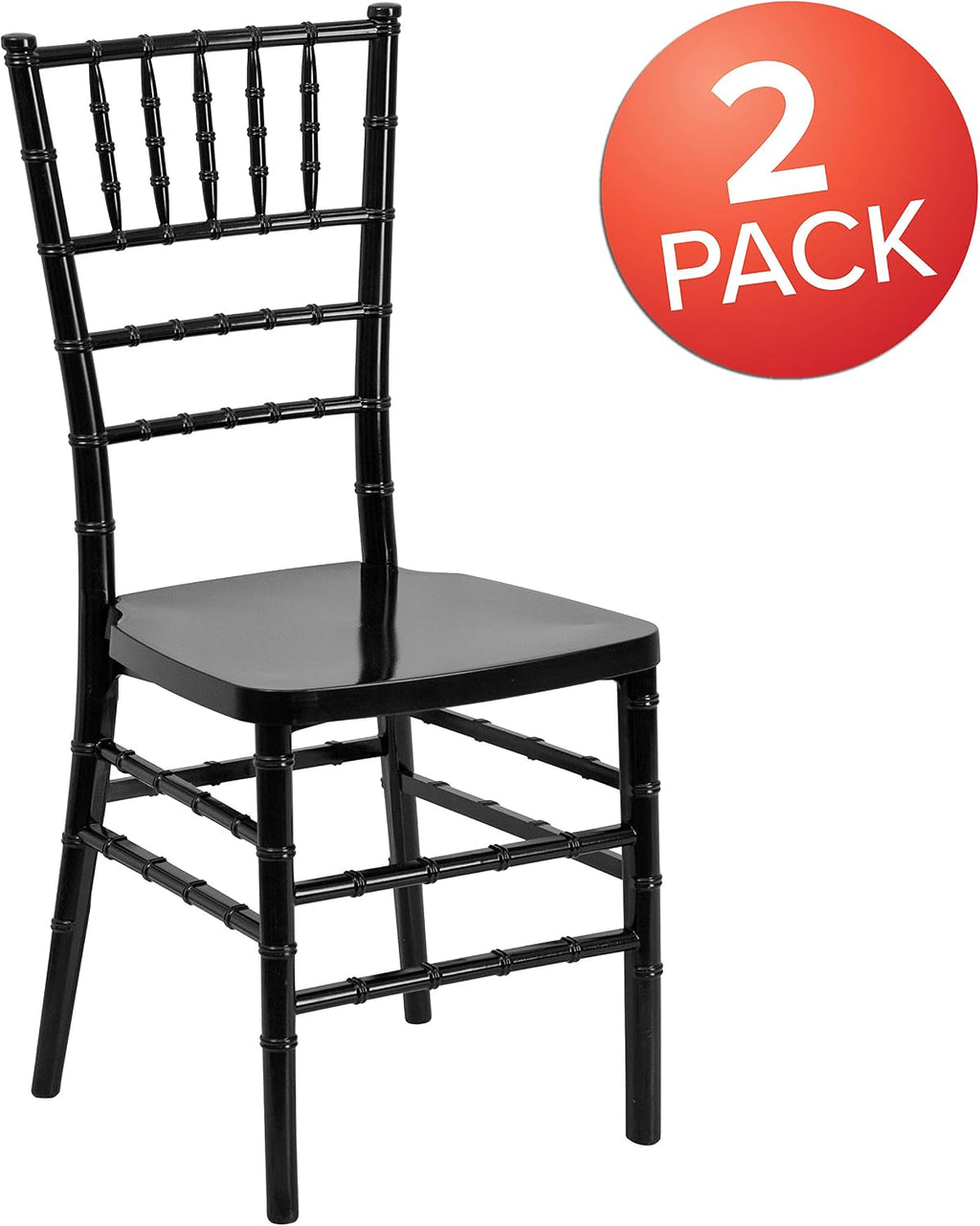 Flash Furniture 2 Pack HERCULES PREMIUM Series Black Resin Stacking Chiavari Chair