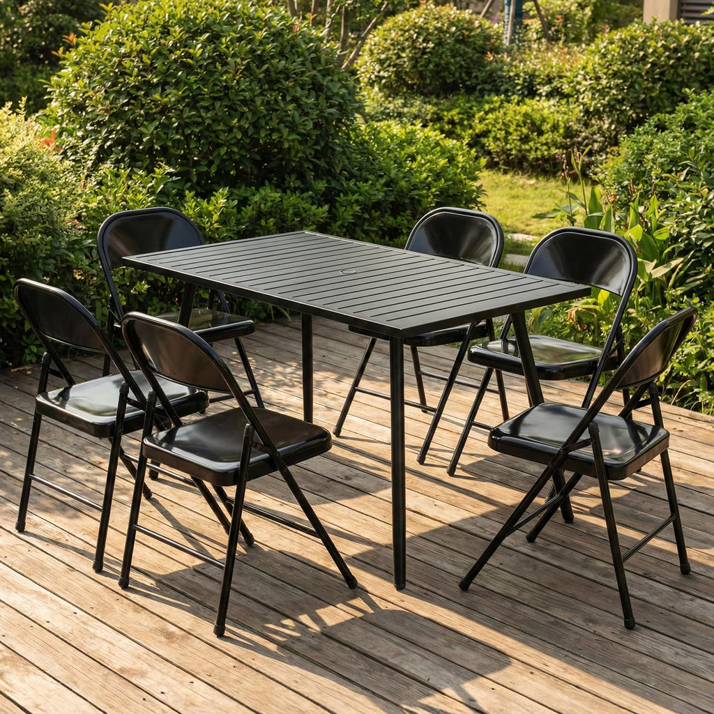 Metal Folding Chairs 10 Pack All Steel Metal Frame Portable Commercial-Grade Foldable Chair with Double Hinged for Office Wedding Party Patio Dinning Events, Onyx Black
