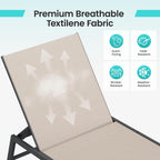 Amopatio Patio Lounge Chairs with Wheels 2 Outdoor Chaise Lounges and 1 Side Table for Poolside Adjustable Lounge Chair with Heavy-Duty Steel Frame for Backyard Poolside,400 LBS Capacity, Khaki