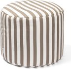 Jaxx Spring Indoor/Outdoor Bean Bag Pouf Ottoman, Taupe Stripes