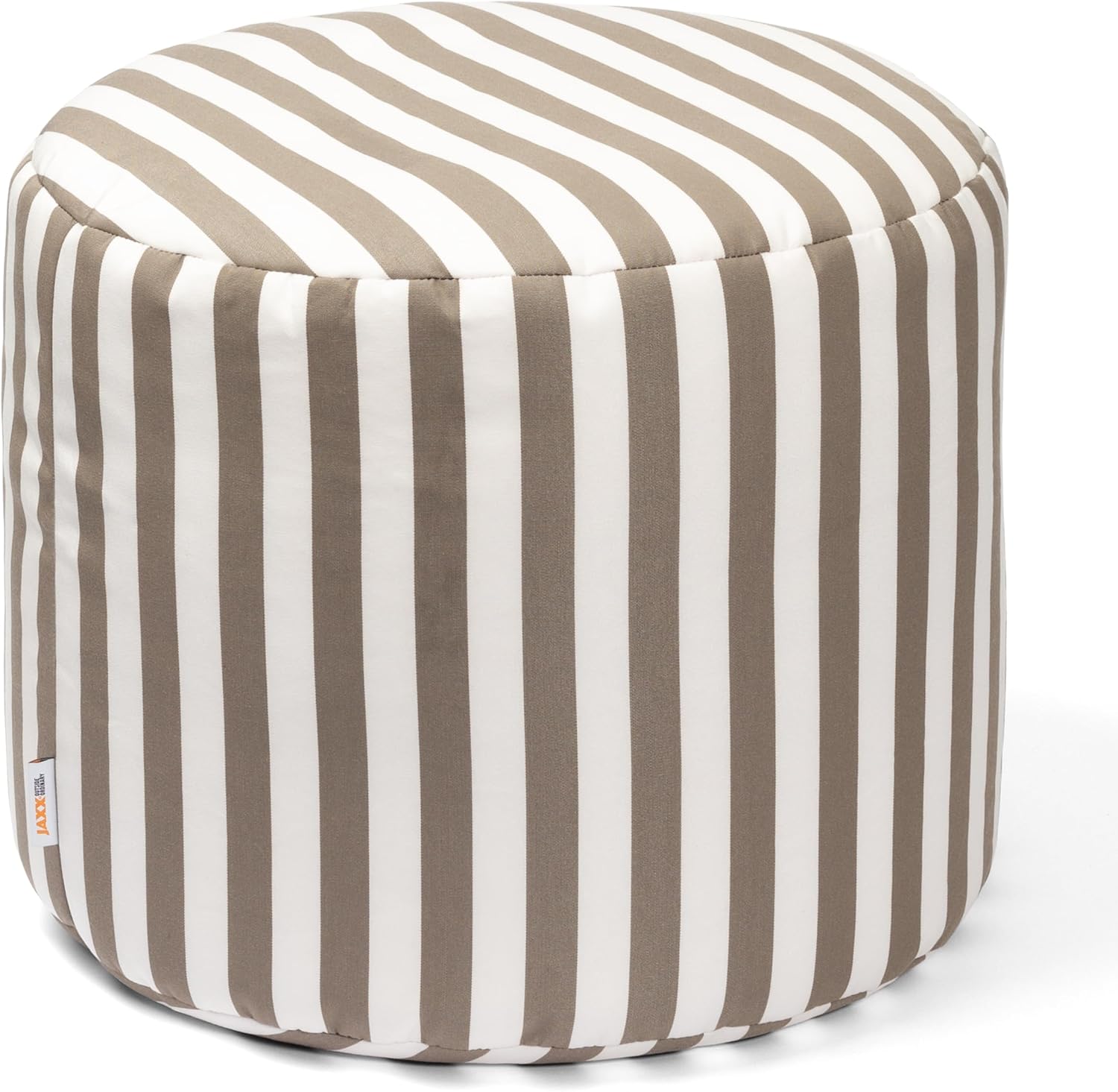 Jaxx Spring Indoor/Outdoor Bean Bag Pouf Ottoman, Taupe Stripes