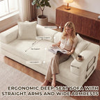 GRUSIGN 78 Inch Convertible Sofa Bed, 5-in-1 Futon Sofa Bed Pull Out Couch, Boneless Couch Bed for Living Room, Corduroy Boneless Couches for Bedroom, Apartment, No Assembly Sleeper Sofa Bed, Beige