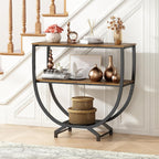 GILLAS 3 Tier Console Tables, 30" Height Entryway Table, Sofa Table Behind Couch, Industrial Entryway Furniture TV Stand with Storage for Living Room, Easy No-Extra-Tools Assembly, Rustic Brown