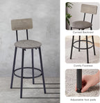 Bar Table for 2,3 Piece Industrial Bar Table and 2 Bar Stools with PU Leather Backrest,Counter Height Kitchen Dining Table with Chairs for Dining Room,Space Saving Breakfast Bar,Rustic Gray
