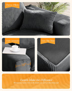 107" Boneless Comfortable Couch with Chaise, L Shaped Modular Sectional Couches for Living Room, Grey Corduroy Sofas with Ottoman, Compressed Sofa in a Box, No Assembly Required