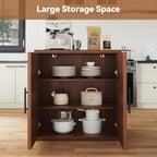 MapleGrace 31.5" Fluted Buffet Cabinet with Storage, Mid-Century Symmetrical Arched Sideboard Credenza with Adjustable Shelf, Large Wood Console Table for Dining Room, Kitchen, and Living Room(Walnut)