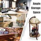 MEDIMALL Wood Globe Bar Liquor Cabinet, 16th Century Italian Replica Bar Stand for Liquor, Wine, Stemware, Vintage Alcohol Cart w/Liquor Shelves, Globe Bar Cart for Living Room, Dining Room