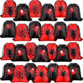 Lothee 24 Pcs Spider Drawstring Bags Birthday Party Favors Goodie Bag Backpack Spiderweb Candy Treat Bags for Birthday Party Supplies (Novel Style)