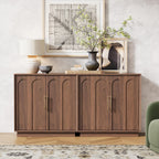 FORTUNETEC Sideboard Buffet Cabinet with Storage, Mid Century Modern Accent Cabinet with Arched Doors, Modular Media Console, Minimalist Credenza for Living Room Kitchen Dining Room Entryway, Walnut