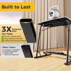 FoldWise Upgraded Folding TV Tray Table - Extra Large & Sturdy Laptop Table for Couch, Height & Angle Adjustable Desk for Dinner, Work & TV - Includes Footrest, Cup Holder, iPad Holder & Edge Stopper