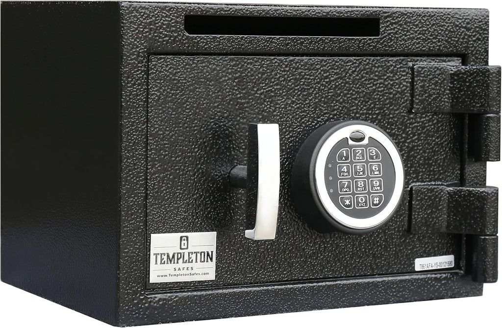 T861 Compact Depository Drop Safe With Electronic Multi-User Keypad Combination Lock with Key Backup, Black, .57 CBF Capacity