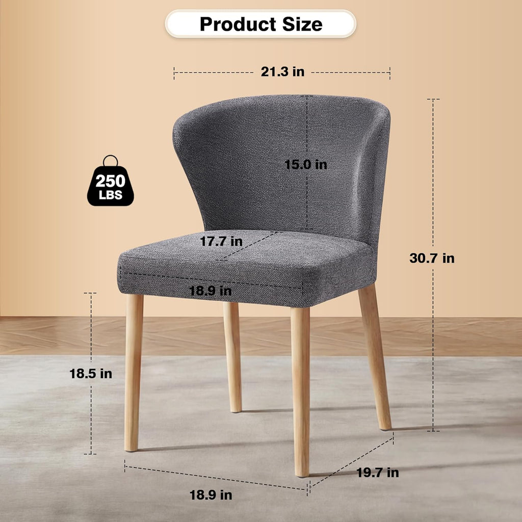 Dining Chairs Set of 4, Mid Century Modern Fabric Upholstered Dining Room Chairs, Kitchen Chairs for Dining Room, Kitchen, Apartment, Gray