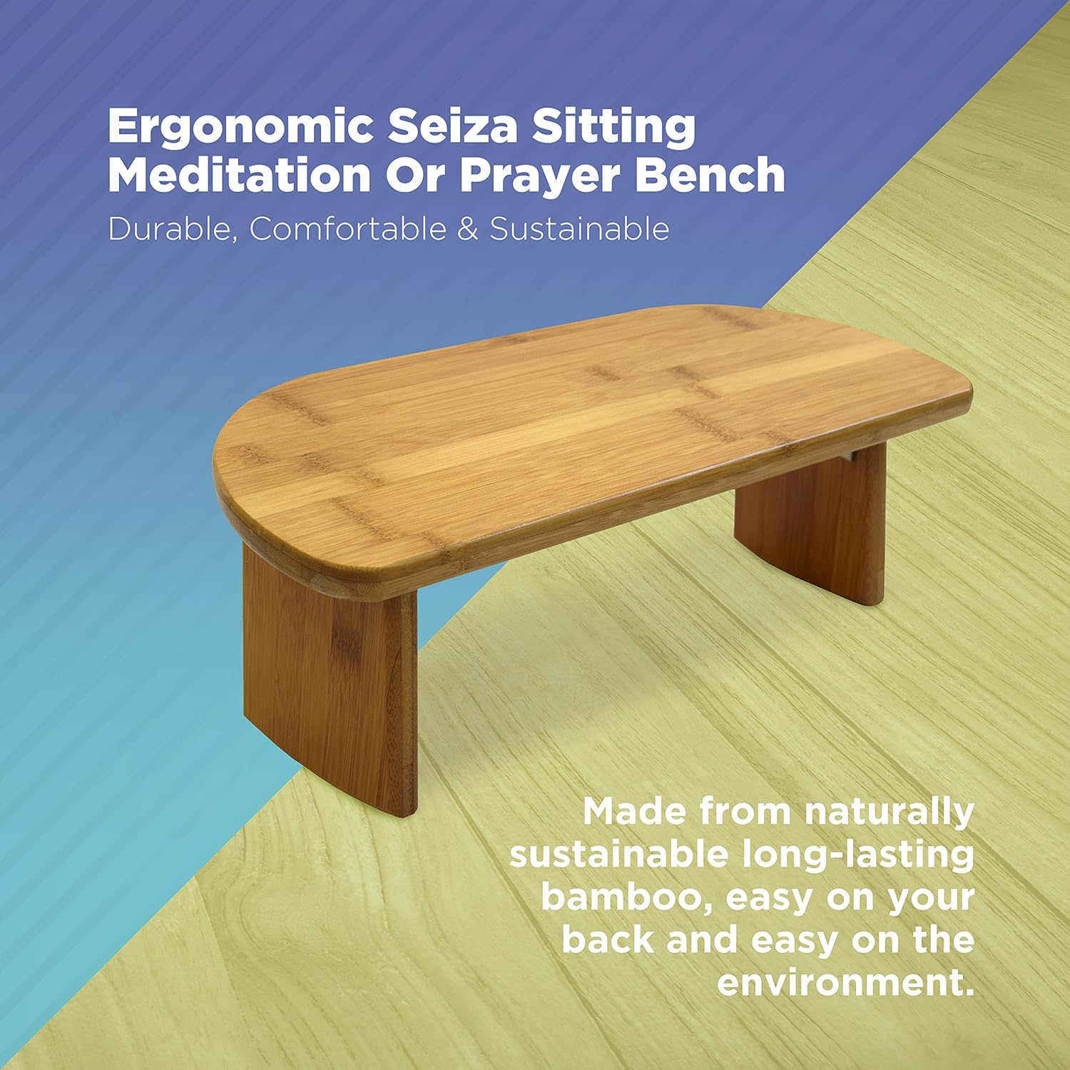 Bean Products Bamboo Foldable Meditation Bench – Supportive and Portable Folding Kneeling Stool for Zen Practice – Ergonomic Design for Seiza, Meditation, Prayer and Travel – Made in USA