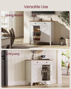 VASAGLE LIRY Collection - Buffet Cabinet, Coffee Bar Cabinet with a Drawer, Adjustable Shelf, Sideboard Storage with Cable Hole, Drawer Divider, Rustic White and Honey Brown UBBK341W01