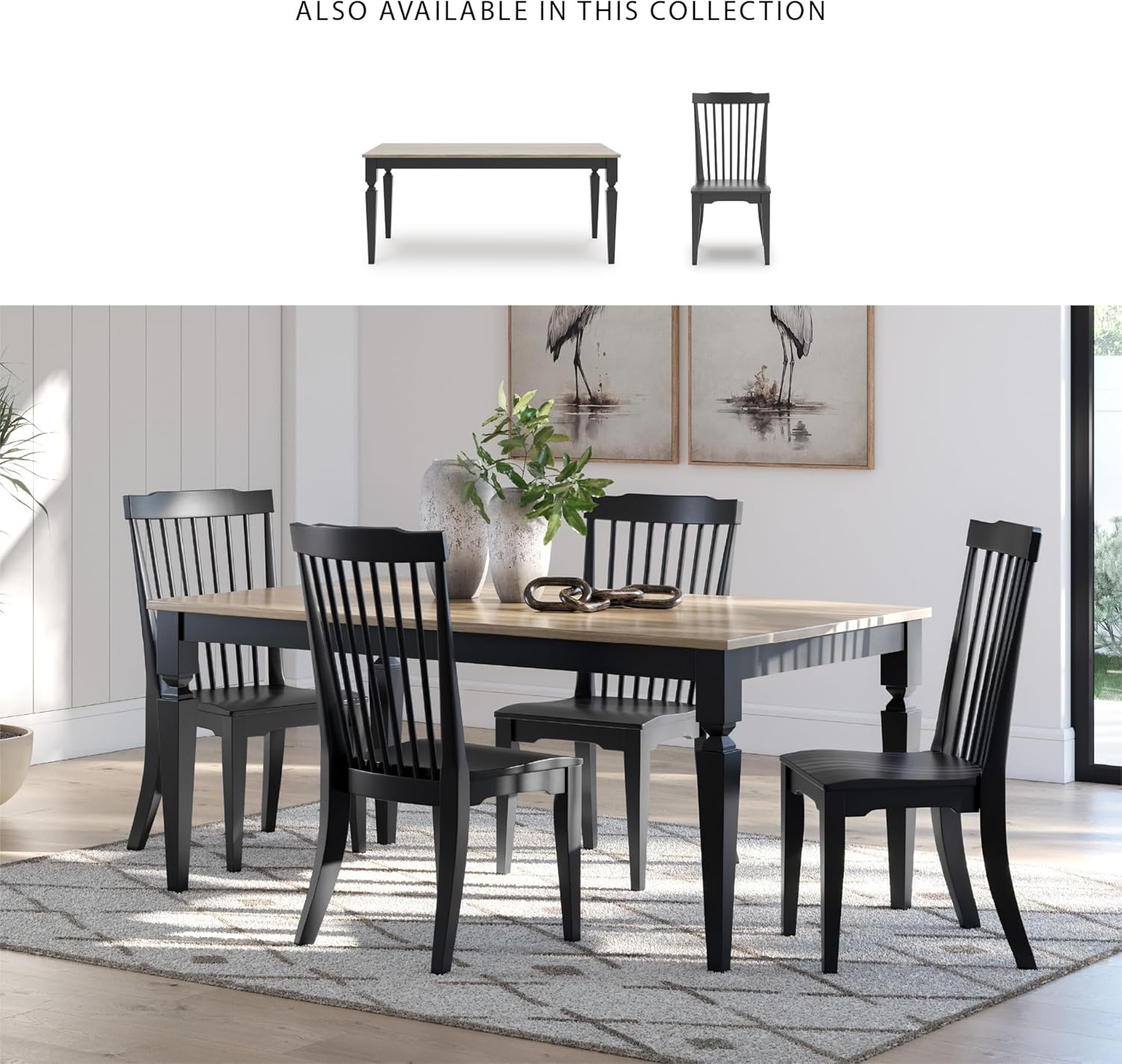 Signature Design by Ashley Mendinfort Casual Mango Wood Dining Table, Light Brown & Black