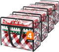 SpaceTrove Clear Storage Bags, 4 Pack Under Bed Storage and Closet Organizers Containers, Vinyl Foldable Heavy-Duty Moving Bags with Zippers for Comforter, Bedding, Duvet, Blanket & Toy Storage, 40L