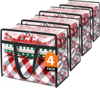 SpaceTrove Clear Storage Bags, 4 Pack Under Bed Storage and Closet Organizers Containers, Vinyl Foldable Heavy-Duty Moving Bags with Zippers for Comforter, Bedding, Duvet, Blanket & Toy Storage, 40L