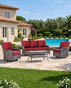 Luxury 22x24/22x25 6-Inch Outdoor Chair Cushions Set of 4 - Heavy Duty Water-Resistant Seat Cushion for Patio Furniture Set Dining Gliding Rocking Chairs Loveseat L-Shape Sofa - Red