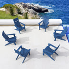 LUE BONA Modern Adirondack Chairs Set of 6, Navy Blue Plastic Adirondack Chair, High Back Poly Adirondack Fire Pit Chairs Weather Resistant, Patio Outdoor Chairs for Porch, Deck, Pool, Garden, 330LBS