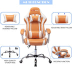 Gaming Chair for Adults, High Back Ergonomic Computer Gaming Chair with Headrest and Lumbar Support, Orange