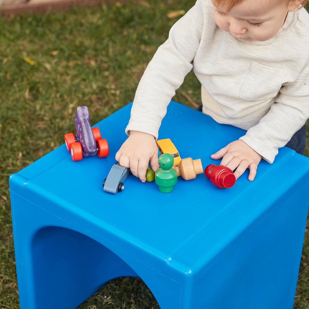 ECR4Kids Tri-Me Indoor/Outdoor 3-in-1 Plastic Multipurpose Cube Chair, Flexible Seating, Blue