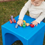 ECR4Kids Tri-Me Indoor/Outdoor 3-in-1 Plastic Multipurpose Cube Chair, Flexible Seating, Blue
