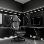 Ergonomic Gaming Chair, Video Game Chair with Pocket Spring Cushion and Footrest, Height Adjustable Computer Chair with Swivel Seat and Headrest (White)