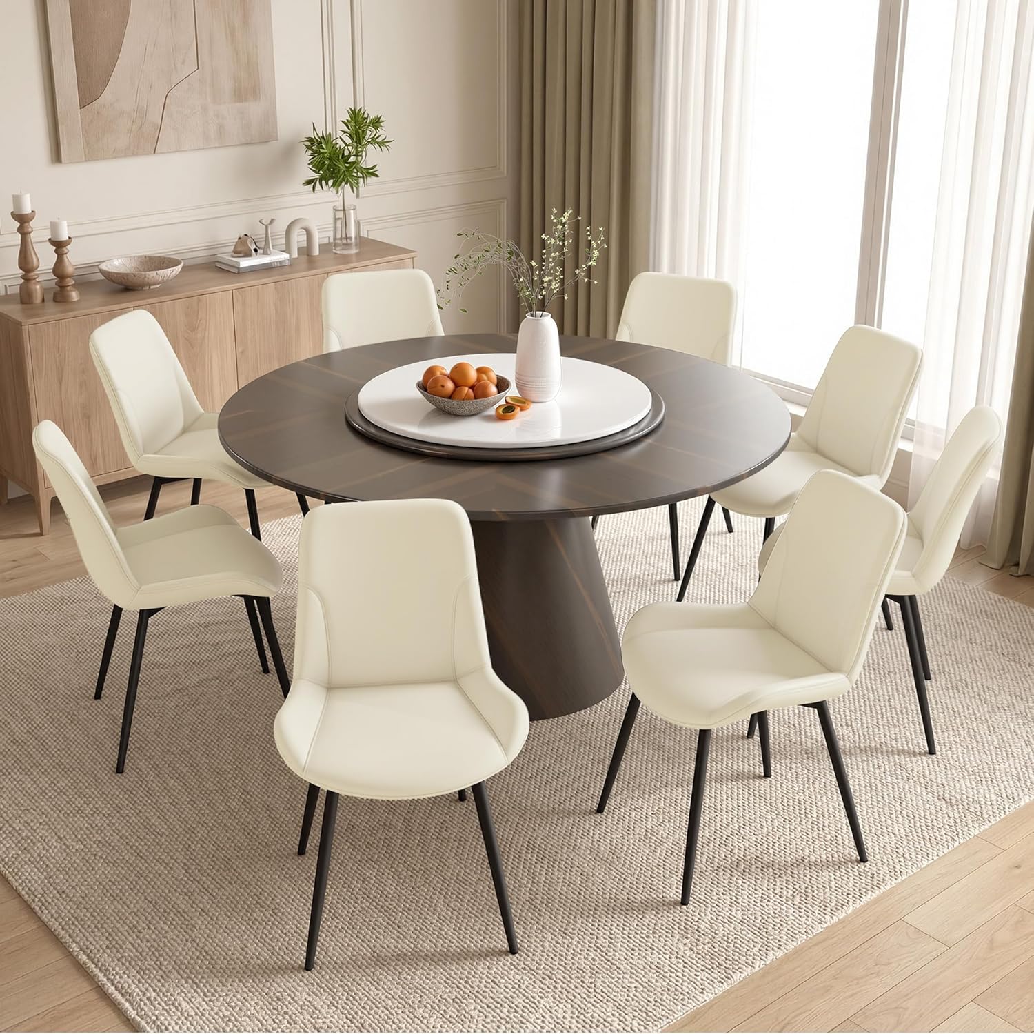 Miereirl Dining Chairs Set of 8, Modern Upholstered Dining Chairs, Kitchen Chairs with Cushioned Seat and Back, Armless Side Chairs with Metal Legs for Dining Room Kitchen