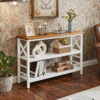 HOMBAZAAR Sofa Table,Industrial Console Table with Storage,Entryway Table with Engineered Wood and Metal,Rustic 3 Tier Shelf for Living Room,Hallway,White and Brown,47 Inch