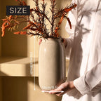 VICTOR & TERESA Rustic Large Green Vase for Home Decor, 10'' Tall Ceramic Vases for Flowers, Farmhouse Decorative Vases for Pampas Grass, Table, Mantel, Living Room, Centerpieces