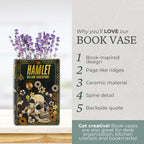 Steel Mill & Co Original Large Book-Shaped Decorative Vase, Ceramic Vases for Home Decor, Cute Bookshelf Decor, Unique Vase for Book Lovers, Hamlet