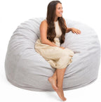 ULTIMATE SACK | 5 Ft Bean Bag Chair | Oatmeal Bouchon | Foam Filled - Removable Washable Cover