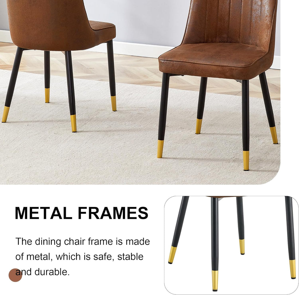 Dining Chairs Set of 2，Modern Dining Chairs, Equipped with Suede Nap Leather Backrest Cushions and Metal Legs, Suitable for Restaurants, Kitchens, and Dining Room Chairs