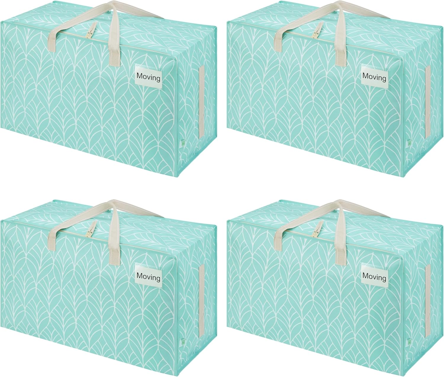 VENO 4 Pack Extra Large Heavy Duty Moving Bags with Wide Opening & Reinforced Handles, Reusable Storage Tote Bags with Strong Zippers for Clothes, College Dorm Essentials & Moving Supplies