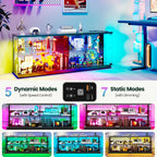 Lvifur 59" W Large Display Case - with Glass Door,Glass Display Cabinet with RGB Lights for Collectibles,Lighted Cuiro Cabinet with Motion Sensor Light,Charging Station,China Cabinets,Black